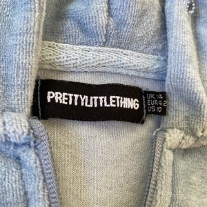 PLT Dusty Blue Velour Extreme Crop Sweater